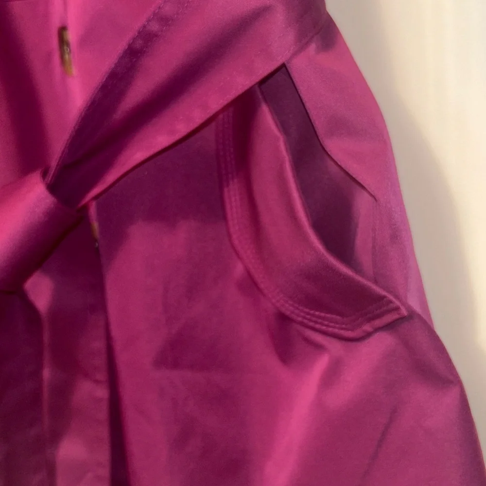 Sandro Studio Women's Belted Short Trench Coat Jacket LG Peter Pan Collar Purple - Picture 5 of 14